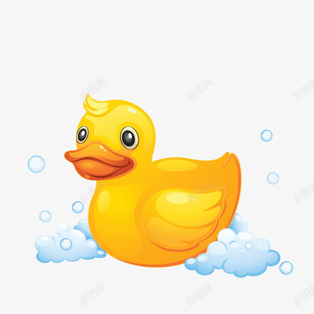 一只小黄鸭png免抠素材_新图网 https://ixintu.com 一只 卡通 小黄鸭 手绘 泡泡 白色 简图 黄色