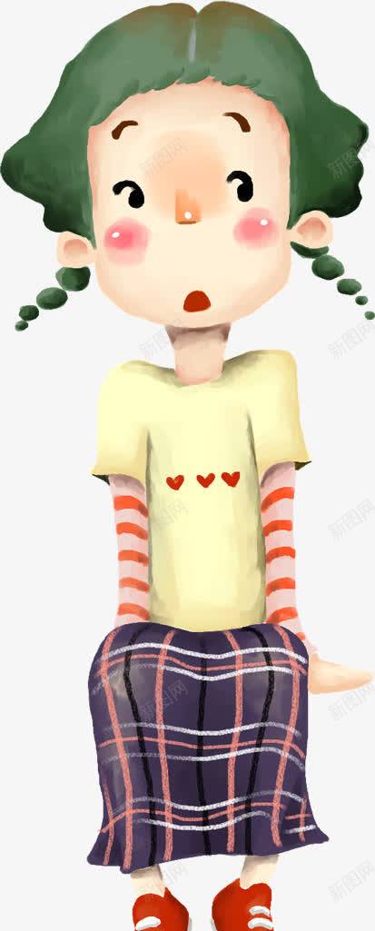 手绘可爱麻花辫女孩人物png免抠素材_新图网 https://ixintu.com 人物 可爱 女孩 麻花