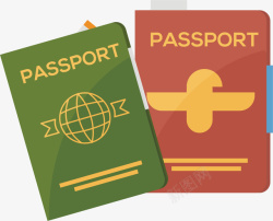 水彩卡通护照矢量图素材
