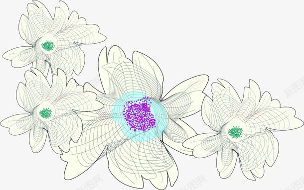 白色线条花朵手绘png免抠素材_新图网 https://ixintu.com 白色 线条 花朵