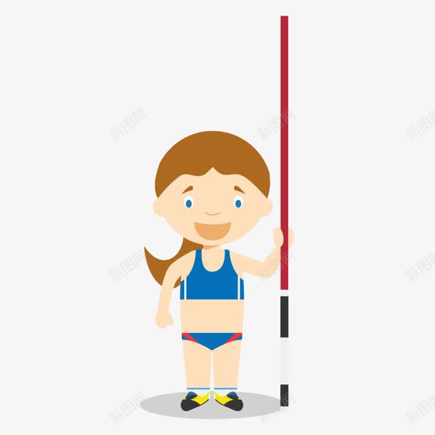 撑杆跳运动女孩卡通png免抠素材_新图网 https://ixintu.com 卡通 女孩 撑杆跳 运动