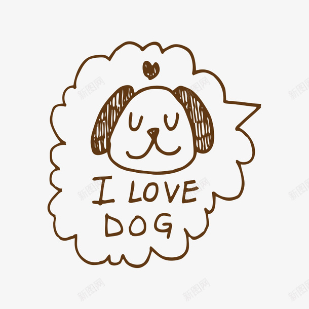 手绘线条插画狗脸png免抠素材_新图网 https://ixintu.com 手绘 插画 狗脸 线条