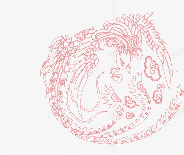 凤png免抠素材_新图网 https://ixintu.com 中国风 凤 底纹 红色