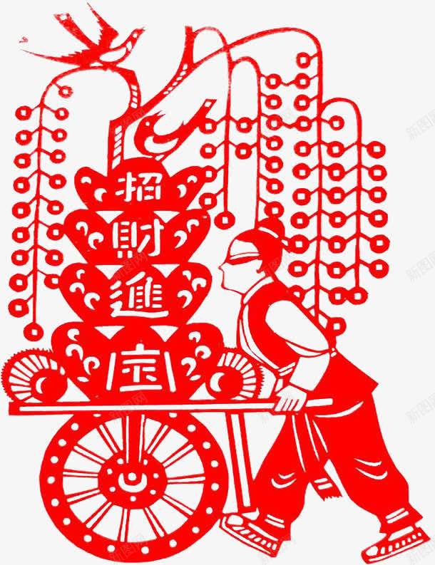 剪纸招财进宝png免抠素材_新图网 https://ixintu.com 剪纸 剪纸树 招财进宝 树