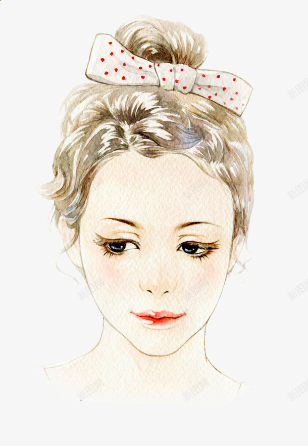 手绘可爱女孩头像png免抠素材_新图网 https://ixintu.com 可爱女孩 女孩插画 手绘女孩