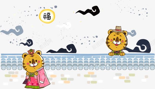 屋顶的老虎矢量图eps免抠素材_新图网 https://ixintu.com 动物 动物插画 卡通动物 屋顶 矢量动物 老虎 矢量图