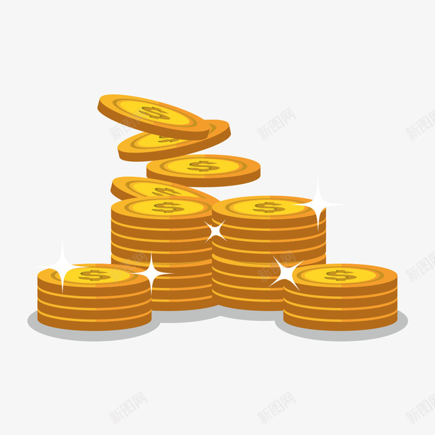 金币psd免抠素材_新图网 https://ixintu.com 柱状 素材 金币 金色