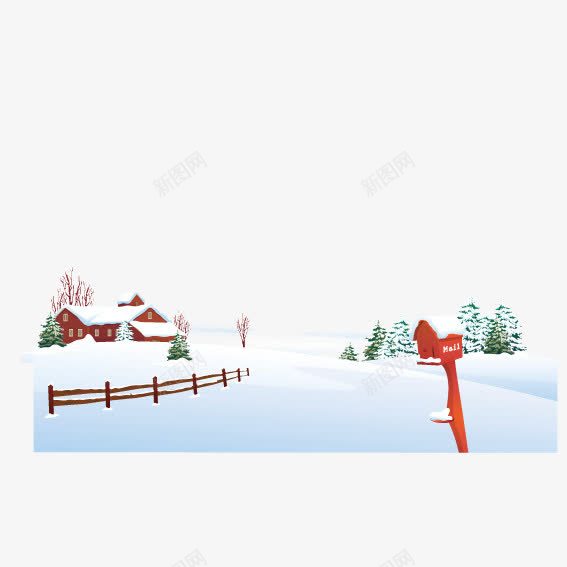 信箱篱笆矢量图ai免抠素材_新图网 https://ixintu.com 信箱 白雪 篱笆 雪景 矢量图