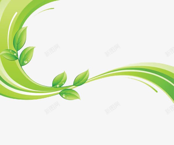 绿色小清新线条绿叶背景png免抠素材_新图网 https://ixintu.com 嫩叶背景 小清新 线条 绿叶 绿色线条