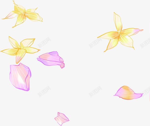 黄色紫色漂浮花朵创意png免抠素材_新图网 https://ixintu.com 创意 漂浮 紫色 花朵 黄色