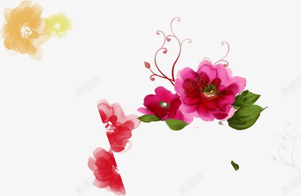 粉色手绘可爱花朵美景png免抠素材_新图网 https://ixintu.com 可爱 粉色 美景 花朵