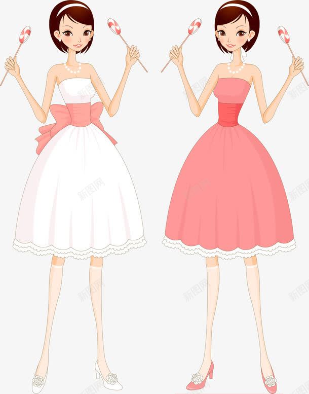 可爱手绘伴娘服美女png免抠素材_新图网 https://ixintu.com 伴娘 可爱 美女