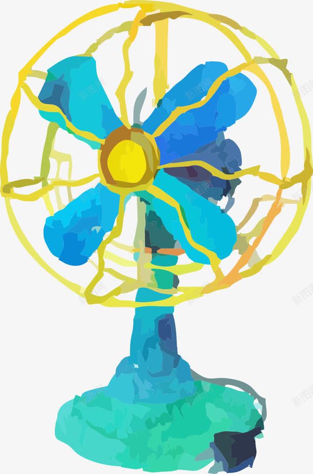 手绘电风扇插画png免抠素材_新图网 https://ixintu.com 免抠电风扇 手绘 电风扇