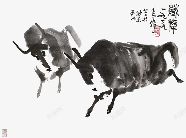 装饰牛水墨画png免抠素材_新图网 https://ixintu.com 传统水墨 国画牛 水墨牛 装饰水墨画 设计素材