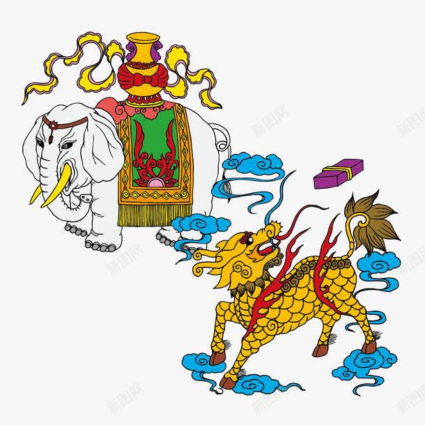 象驮宝瓶传统图案png免抠素材_新图网 https://ixintu.com 传统 传统图案 图案 象驮宝瓶