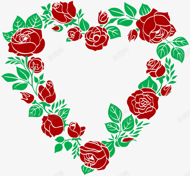 手绘心形的花png免抠素材_新图网 https://ixintu.com 叶子 矢量装饰 红色的花 花 花朵 装饰