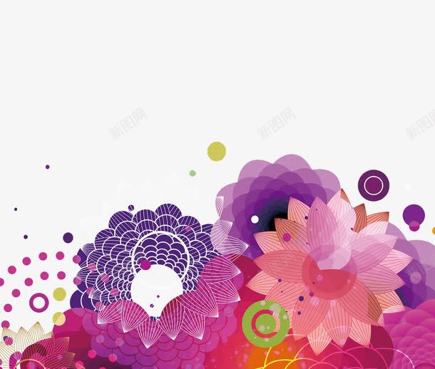 科技线条花朵png免抠素材_新图网 https://ixintu.com 创意 科技 紫色的 红色的 线条 花朵 装饰