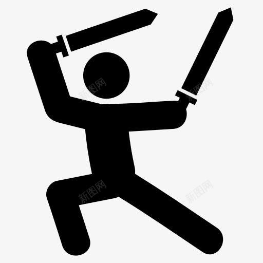 人物线图png免抠素材_新图网 https://ixintu.com 人物 双剑 线图 运动