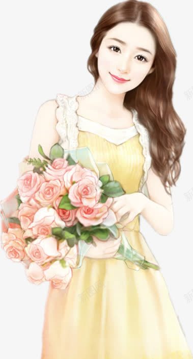 手绘清纯女孩png免抠素材_新图网 https://ixintu.com 女孩 手绘 清纯