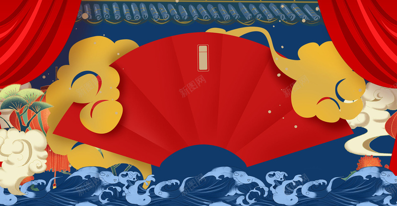 海上云雾背景psd设计背景_新图网 https://ixintu.com 国潮 国潮背景墙 国风 手绘 横版