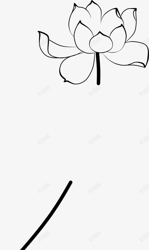 手绘黑色漫画荷花png免抠素材_新图网 https://ixintu.com 漫画 荷花 黑色