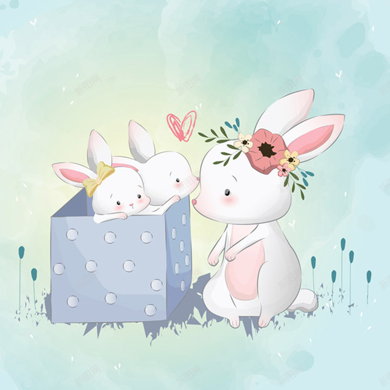 一家可爱兔子兔妈妈兔宝宝卡通矢量图eps设计背景_新图网 https://ixintu.com 一家 兔妈妈 兔子 兔宝宝 卡通 可爱 矢量图
