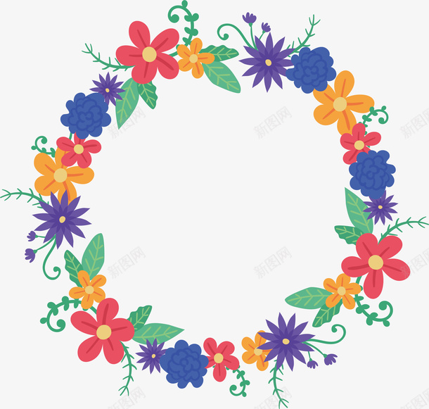 彩色花朵花环矢量图ai免抠素材_新图网 https://ixintu.com 彩色花朵 彩色花环 浪漫花环 矢量png 花环 花环标题框 矢量图