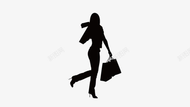 购物女孩剪影png免抠素材_新图网 https://ixintu.com 卡通美女 矢量美女 购物女孩剪影