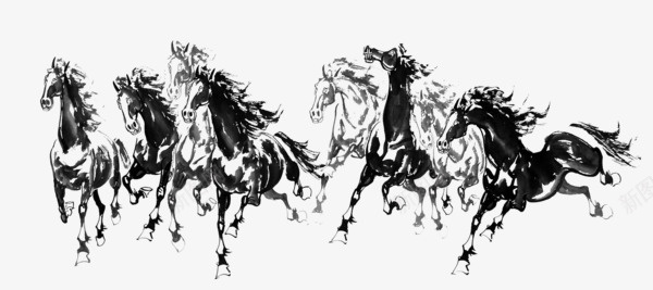 水墨马png免抠素材_新图网 https://ixintu.com 中国风 毛笔马 水墨 马
