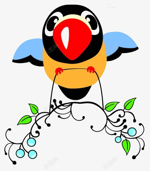 卡通鸟花朵png免抠素材_新图网 https://ixintu.com 免抠鸟 卡通 花朵 鸟