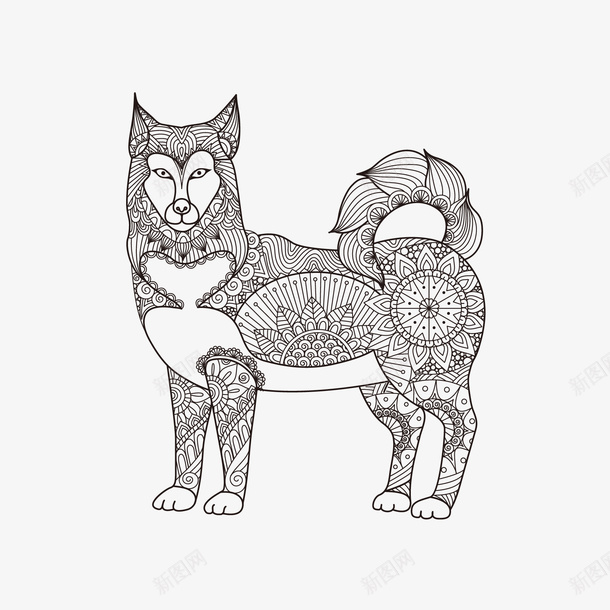 手绘花纹动物矢量图ai免抠素材_新图网 https://ixintu.com 动物 狗 矢量手 绘 花纹 矢量图