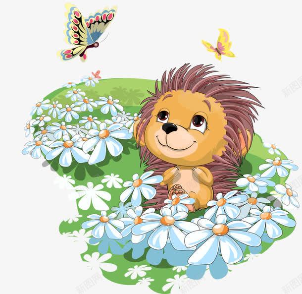 刺猬和蝴蝶png免抠素材_新图网 https://ixintu.com 传图 刺猬 小动物 手绘 蝴蝶