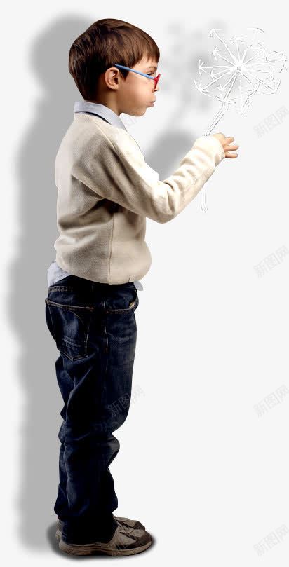 吹蒲公英的男孩png免抠素材_新图网 https://ixintu.com 男孩 蒲公英