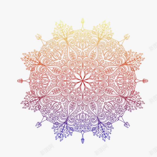雪花渐变色花纹图png免抠素材_新图网 https://ixintu.com 创意 卡通 商务 手绘 渐变 简约 设计 雪花
