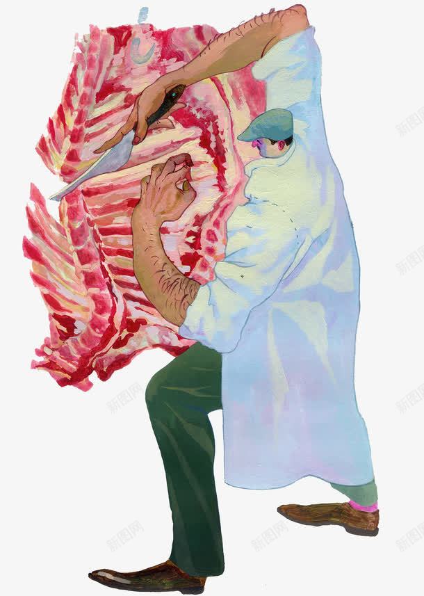 砍肉的人插图png免抠素材_新图网 https://ixintu.com 人物插图 创意插画 砍肉插图