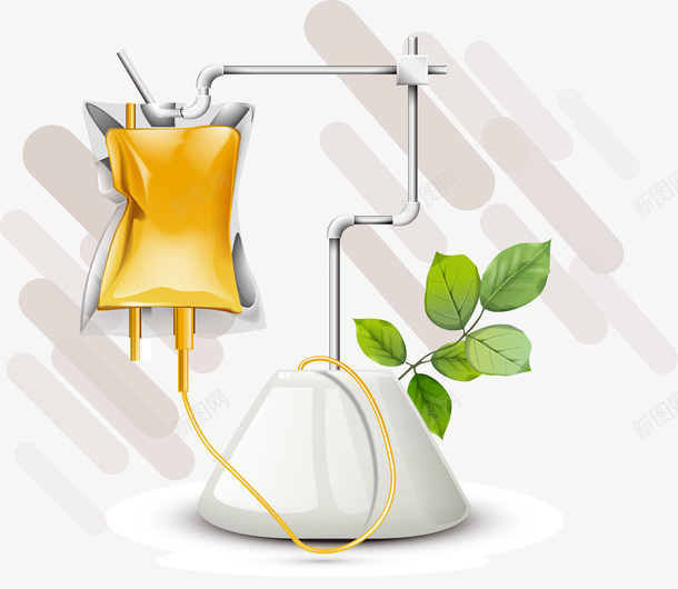 植物营养液png免抠素材_新图网 https://ixintu.com PNG图形 PNG装饰 挂吊针 植物 绿叶 装饰 输液