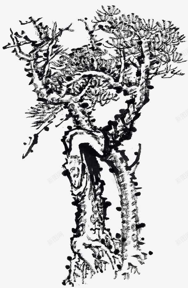 手绘水墨树木png免抠素材_新图网 https://ixintu.com 中国风 手绘 树 树干 树木 水墨
