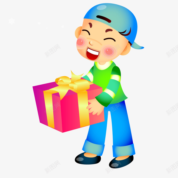 收到礼物很开心矢量图ai免抠素材_新图网 https://ixintu.com 人物 儿童 创意 手绘 礼物 矢量图