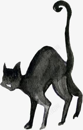 万圣节水彩手绘黑猫png免抠素材_新图网 https://ixintu.com 万圣节 手绘猫 水彩猫 黑猫