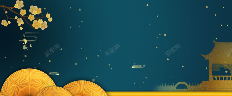 国风夜空背景psd设计背景_新图网 https://ixintu.com 国潮 国潮背景墙 国风 手绘 横版