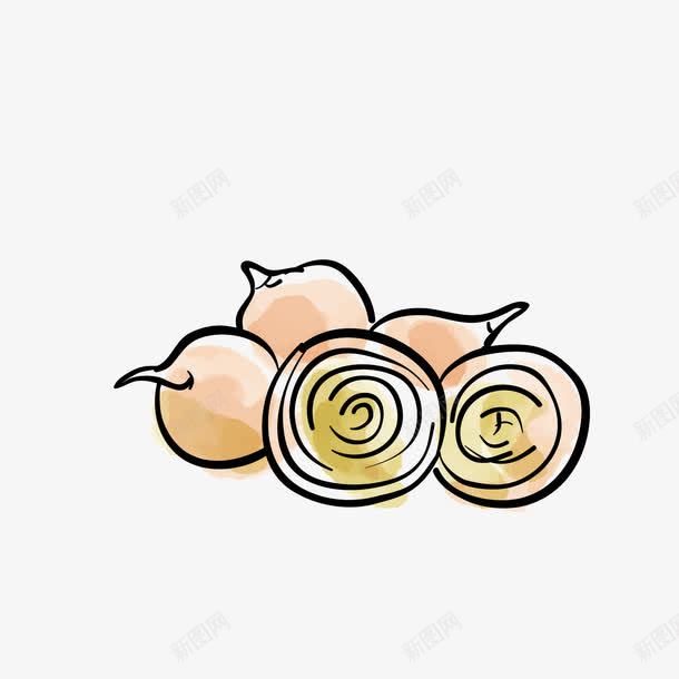 洋葱大蒜png免抠素材_新图网 https://ixintu.com 手绘蔬菜 水彩蔬菜 食材
