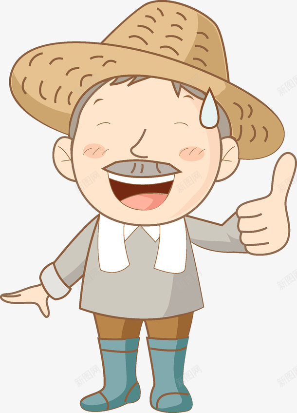 毛巾老头png免抠素材_新图网 https://ixintu.com 人物画 卡通手绘 毛巾老头 水彩画 肖像画 装饰图案