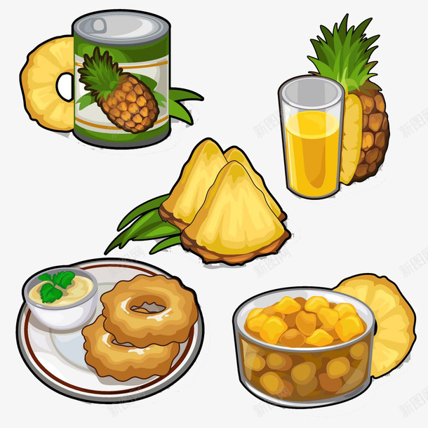 卡通菠萝美食插画png免抠素材_新图网 https://ixintu.com 卡通 美食 菠萝