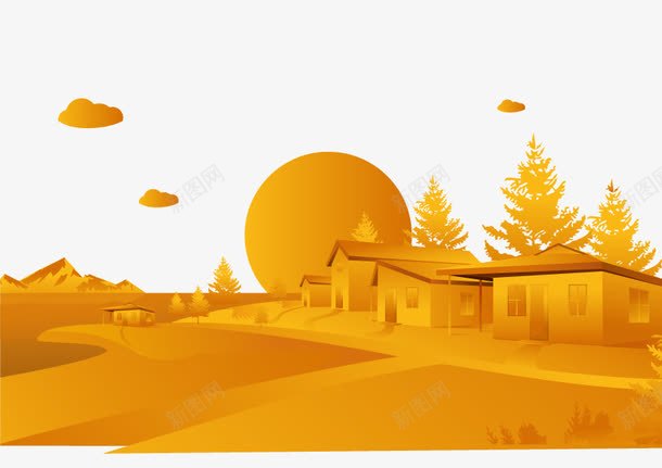 荒漠夕阳矢量图ai免抠素材_新图网 https://ixintu.com 旅游 高清 矢量图