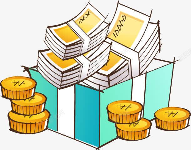 扁平风格合成效果钞票金币png免抠素材_新图网 https://ixintu.com 合成 扁平 效果 金币 钞票 风格