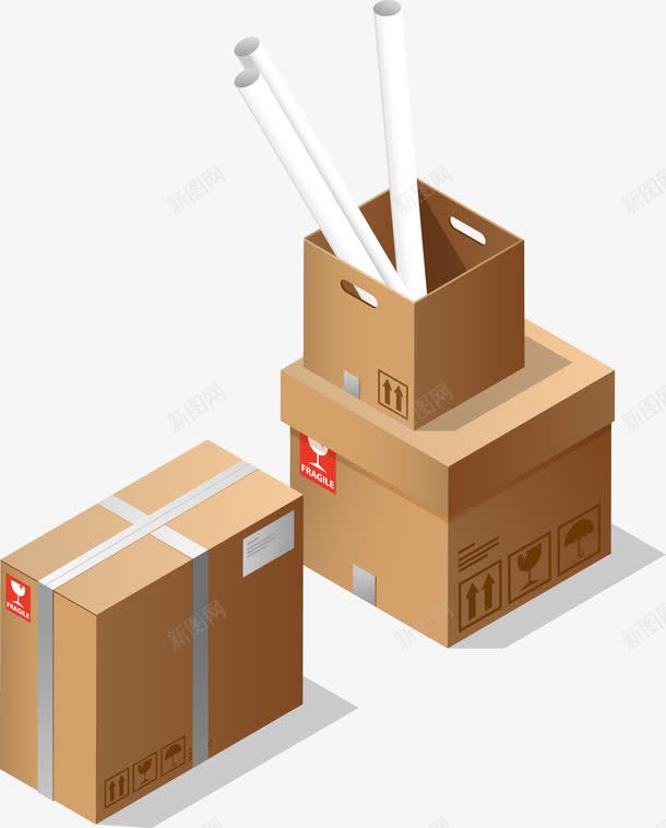 手绘纸盒png免抠素材_新图网 https://ixintu.com 手绘 打包 瓦楞纸 箱子 纸盒 胶带盒包装正面