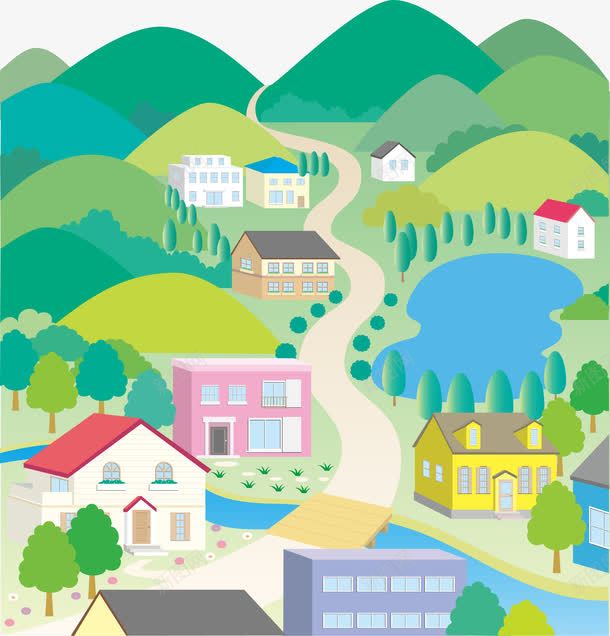 大山png免抠素材_新图网 https://ixintu.com 乡村 小路 山 绿色