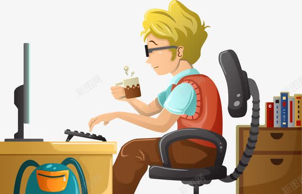 手绘打游戏的男人png免抠素材_新图网 https://ixintu.com 书柜 手绘 打游戏 男人