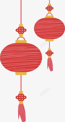 手绘中国风红灯笼素材