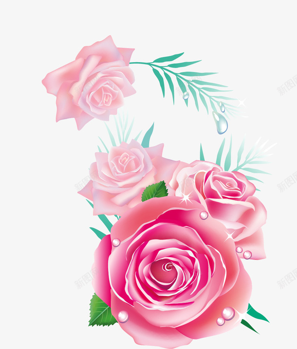 粉色玫瑰花矢量图eps免抠素材_新图网 https://ixintu.com 玫瑰花 矢量玫瑰花 粉色玫瑰花 花卉 矢量图